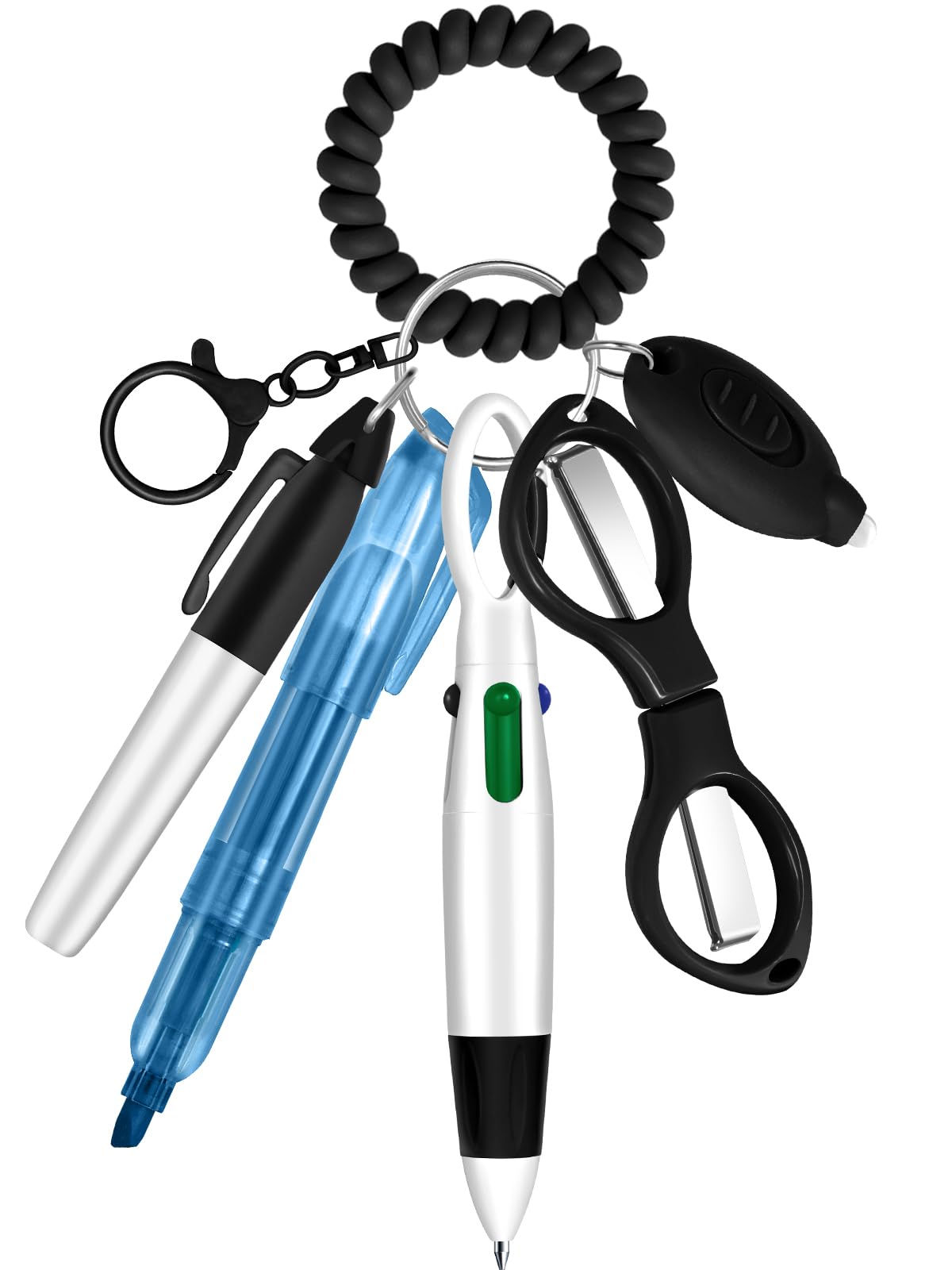 Nurse Pen Set With Badge Reel - Retractable Ballpoint, Marker, Highlighter & Scissors | Medical Office Supplies