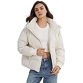 Gihuo Women's Crop Hooded Puffer Jacket Zip Up Winter Quilted Warm Short Jacket Outerwear