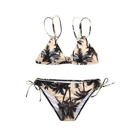 VECDY Damen Bikini Set Bikini V-Ausschnitt Tanga Bikini Monokini Badeanzug Bademode Badebekleidung Oberteil Freizeit Badehose