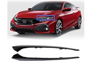 MOTOKU Pair Glossy Black Front Headlight Eyelid Molding Trim Eyebrow Strip for Honda Civic 2016 2017 2018 2019 2020