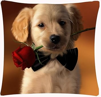 Amazon Com Cotton Linen Cute Funny Pet Dogs Human Friends Golden