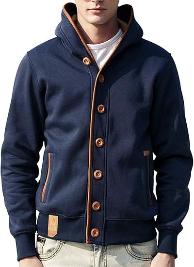 Amazon カーディガン カレッジ パーカー ボタン フード付き パジャマ トレーナー メンズ 春服 M トレーナー パーカー 通販