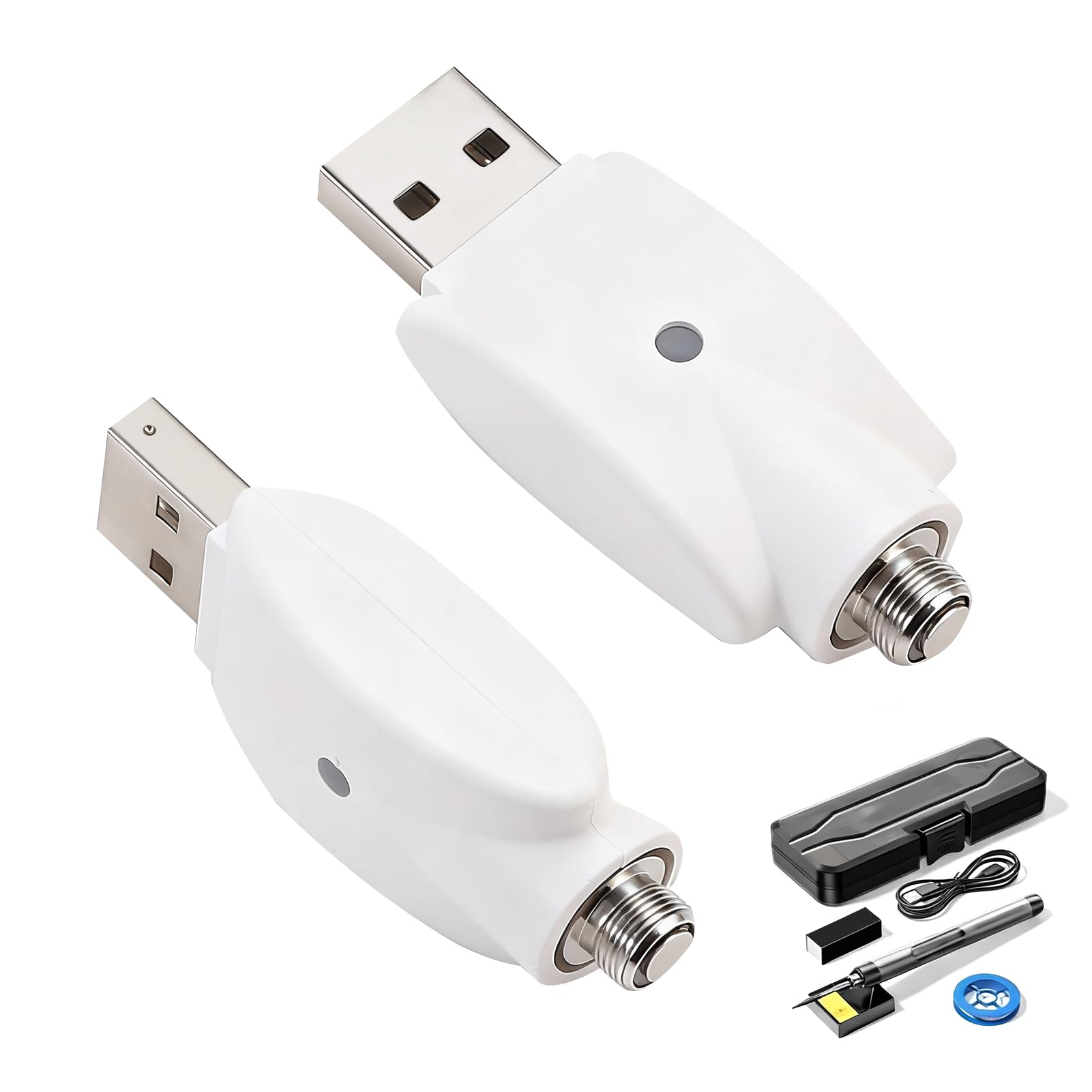 Photo 1 of 2 PCS Replacement Tip Chargers, Overcharge Protection Adapter with LED Indicator Adapter, Compatible with ELMCONFIG, JYJZPB, Aigogo & More Other Soldering Iron Devices with Thread Tips