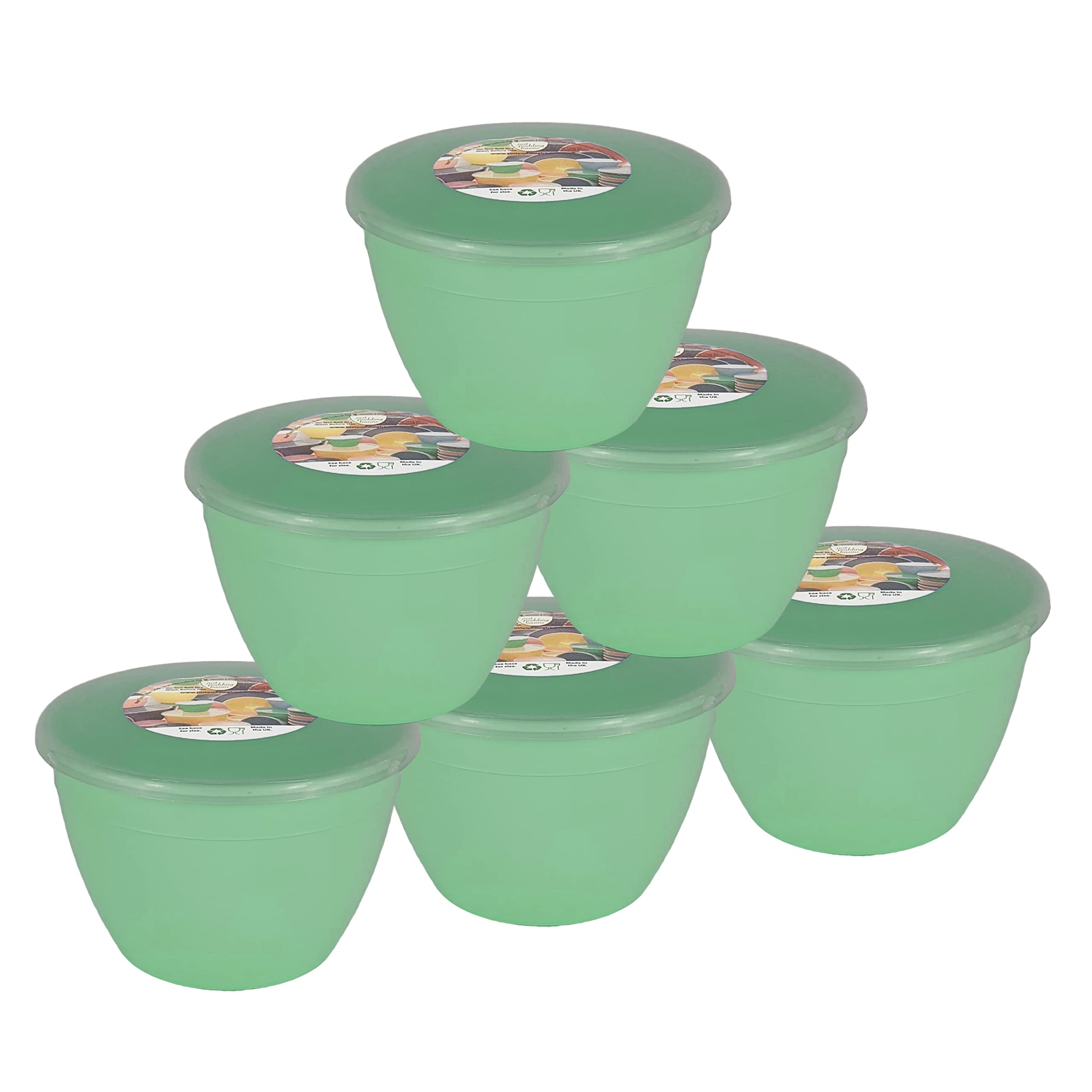 Just Pudding Basins Pastel Colours Green 1 Pint Basin and Clear Lid Pack of 6 Plastic Pudding Steaming Bowls