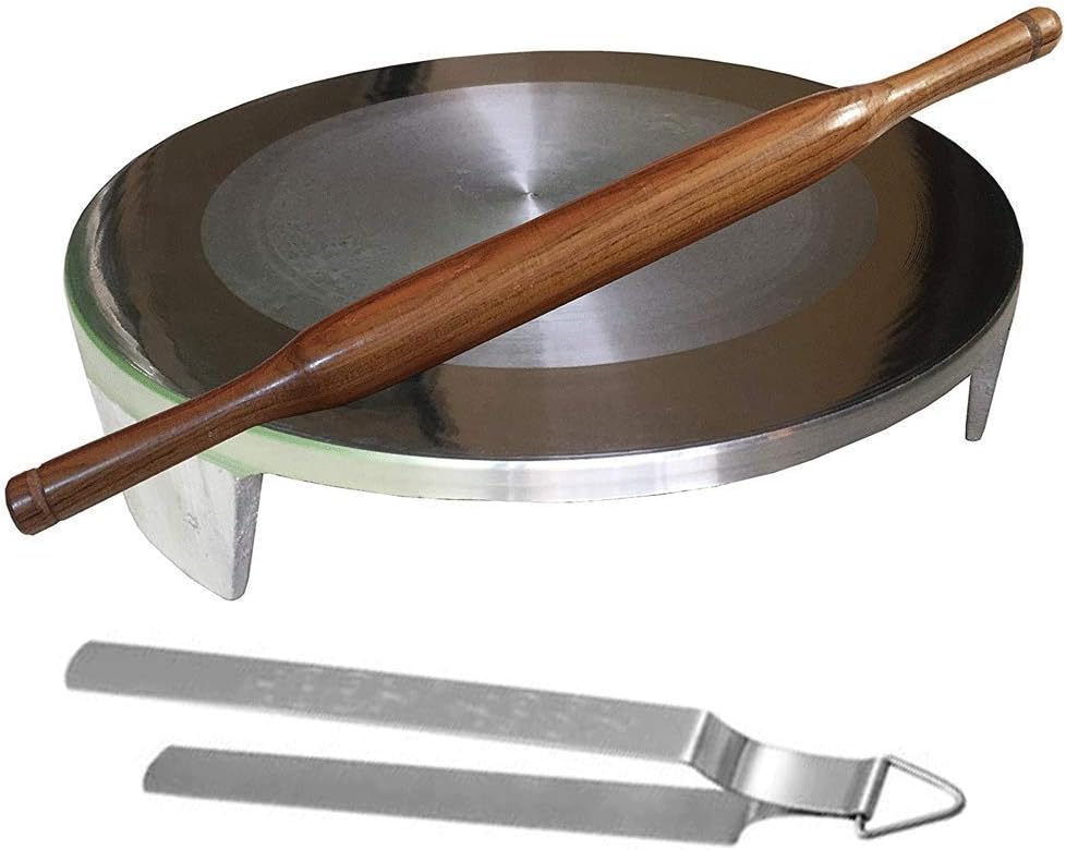 Combo offer Aluminium Circular Board & Rolling Pin with Steel Tong (Chimta), Belan Chakla,Roti Maker,Chapati maker,Circular Board (Chakla),Rolling Pin(Belan),Chakla and Belan Set,Rolling Pin (Silvers)