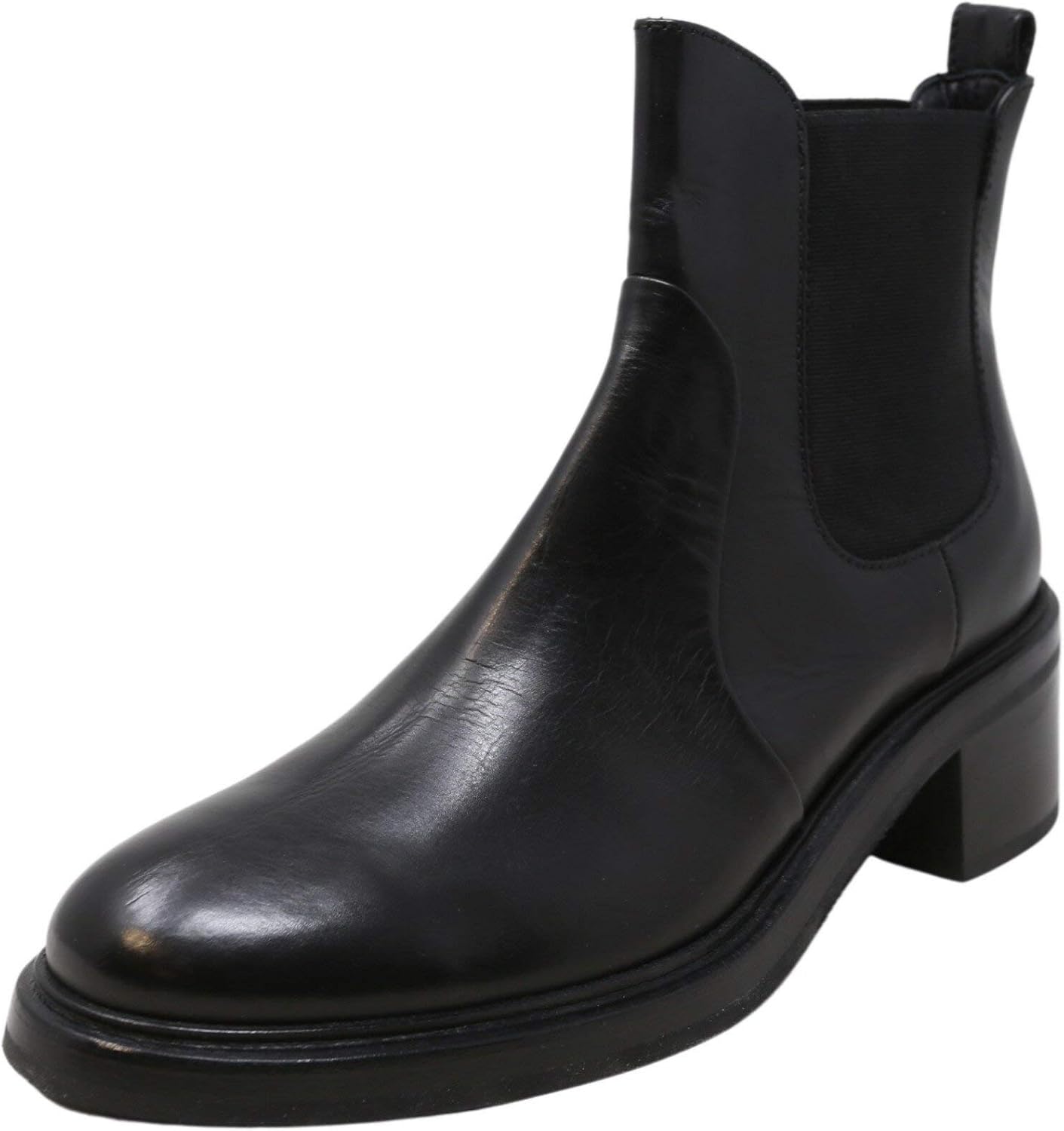 AGL Women's Heeled Chelsea Boots Black AnkleHigh Leather