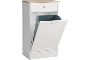 LOUVIXA Tilt Out Trash Bin Cabinet Dog Proof Trash Can Holder Kitchen Island Without Garbage Bin or Tilt Out Laundry Hamper, White
