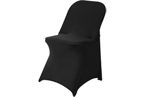 ASCOZA 20 Pack Black Spandex Folding Chair Covers in Stretch Washable Fabric for Wedding, Party,Holidays,Celebration and Other Special Events