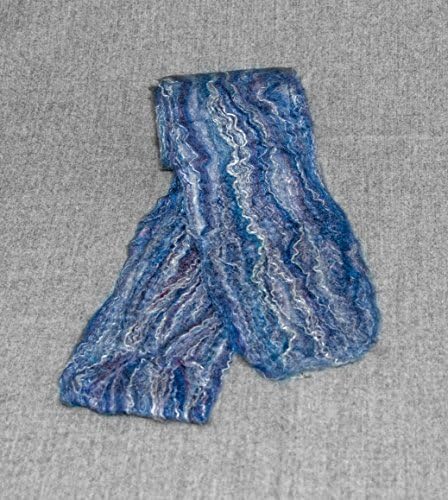 Merino Wool and Silk Women's Felted Scarf. Color is Ocean Blue