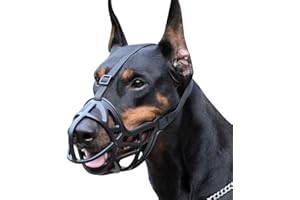 MAYERZON Dog Muzzle, Breathable Basket Muzzle to Prevent Barking, Biting and Chewing, Humane Muzzle for Small, Medium, Large and X-Large Dogs (L, Black)