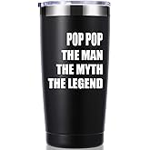 momocici Pop Pop The Man The Myth The Legend 20 OZ Tumbler.Grandpa Gifts.Birthday Gifts,Christmas Gifts for Men,New Grandpa,Grandpa Again,Granddad,New Grandfather,Husband,Men Travel Mug(Black)