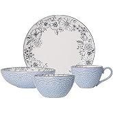 Pfaltzgraff Gabriela Gray 16-Piece Stoneware Dinnerware Set, Service for 4 - ,Gabriela Grey
