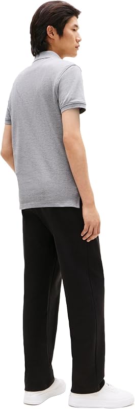 Polo à Manches Courtes pour Homme en Coton piqué Stretch et Bio Coupe ajustée, Gris chiné Moyen, Taille M — photo 4 sur 4