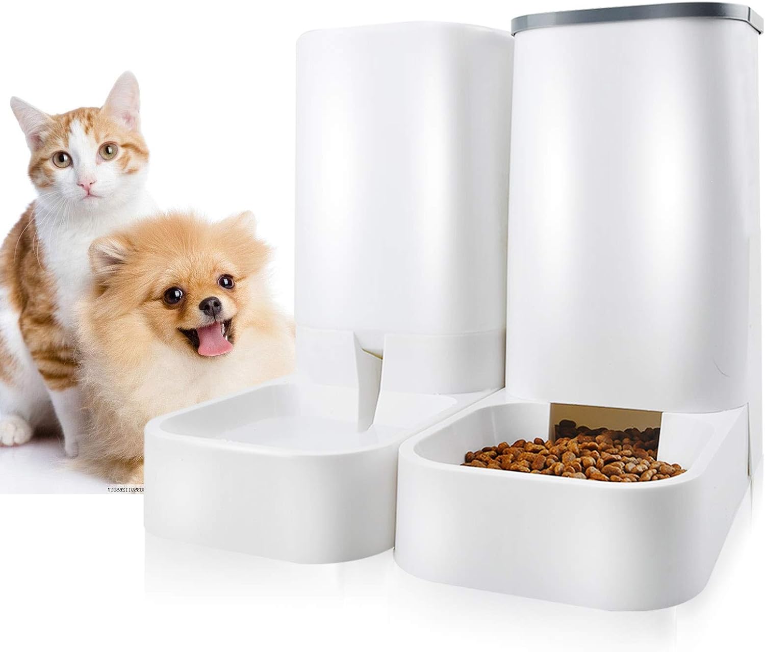 Automatic Pet Feeder and Waters Dispenser Self Dispensing Gravity Feeder - Dog Wet Food and Water Dispenser Set Jmiyav - Auto Multiple Self Cat Feeder Food Bowl Suitable for Cat Dog