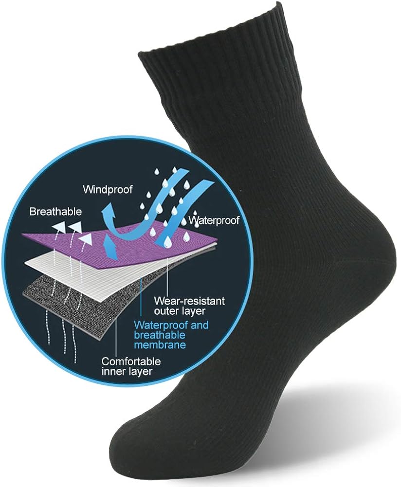 RANDY SUN 100% Waterproof Socks, Unisex Hiking Wading Trail Running Skiing Crew Socks : Clothing