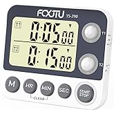 FCXJTU Digital Dual Kitchen Timer, Dual Count UP/Down Timer, Cooking Timer, Stopwatch, Large Display, Adjustable Volume Alarm