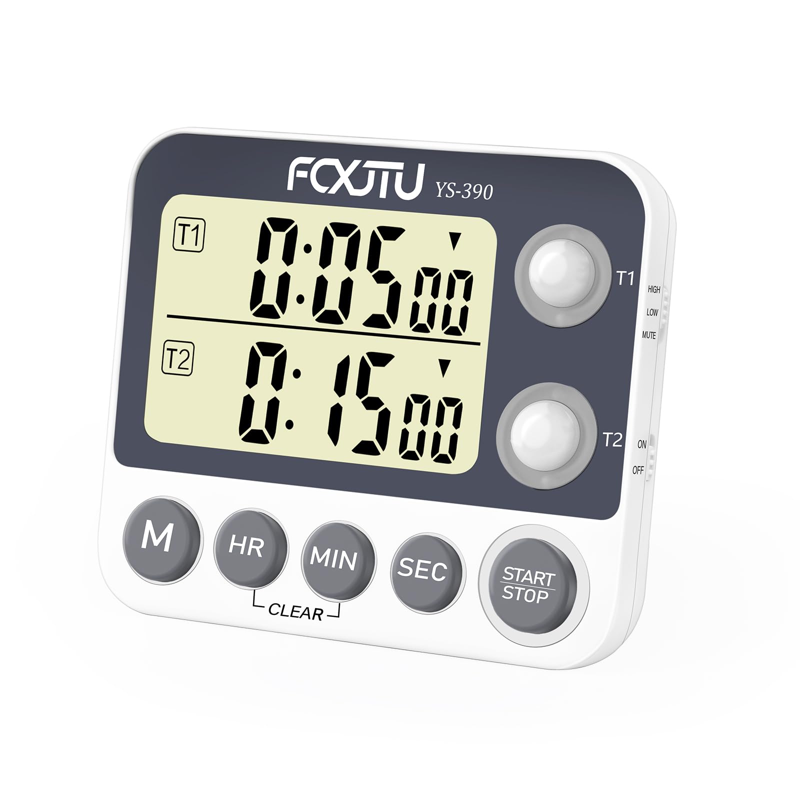 Digital Dual Kitchen Timer with Magnetic Back & Memory Presets, 2 Groups Countdown/Up Stopwatch Timer, 3-Level Volume + LED Alert, On/Off, 100Hr Max for Cooking, Baking (Battery Included)