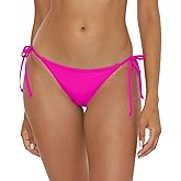 BECCA Women's Standard Color Code Tie Side Bikini Bottom, Cheeky Coverage, Swimwear Separates, Fire