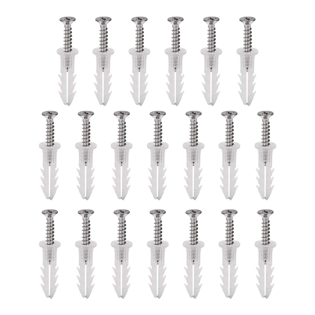 sourcing map 6x26mm Plastic Expansion Tube for Drywall with Screws, Translucent 20pcs