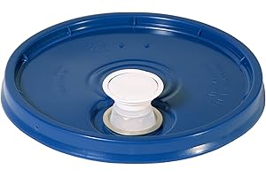 Meranti 5 Gallon Pail Lid with Pour Spout and Gasket | fits 3.5, 5, 6, 7 gallon buckets (1 Pack, Blue)