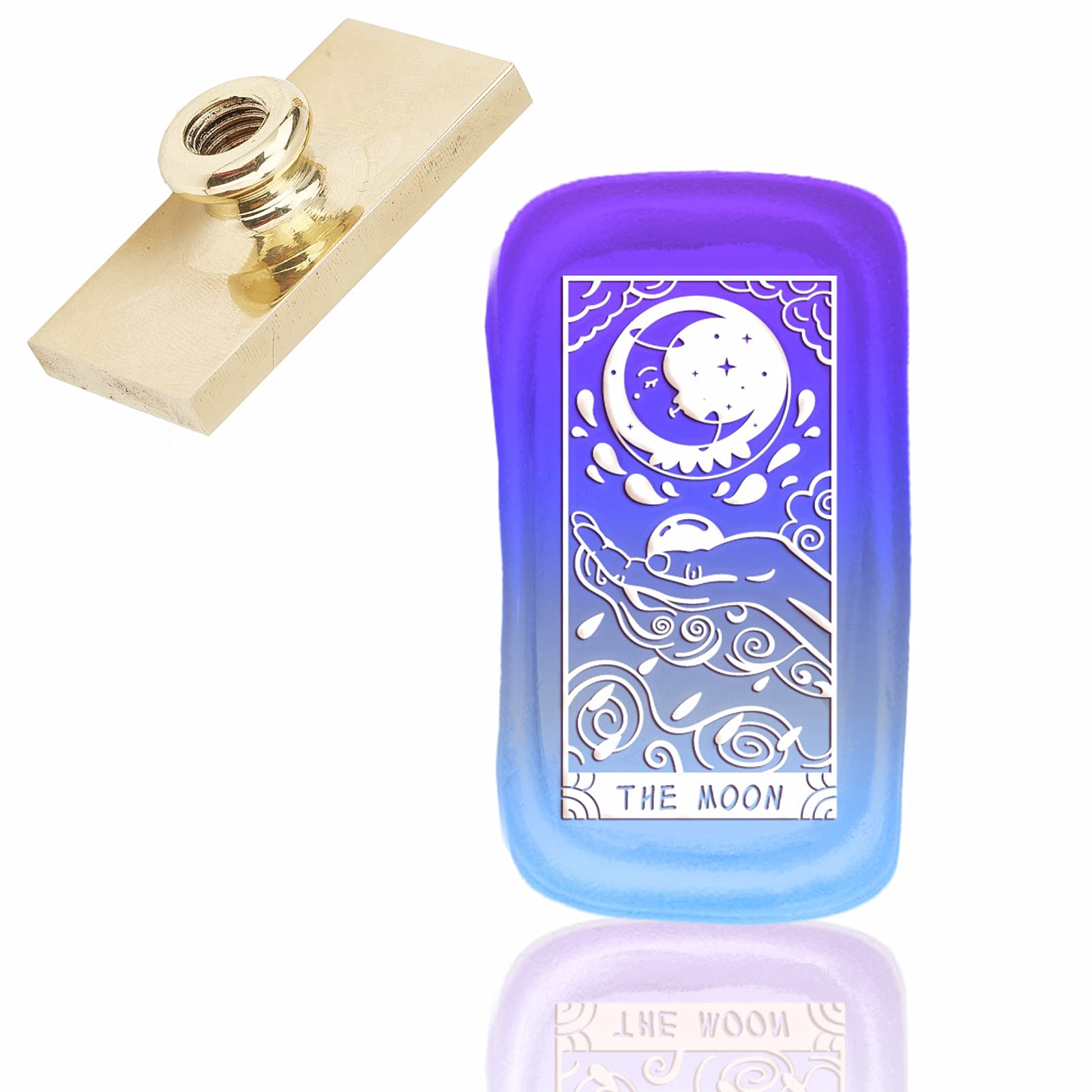 CRASPIRE Sealing Wax Stamp The Moon, Rectangle Sealing Stamp Head Replacement for Invitations Cards Bottle Gift Decoration (Without Handle)