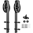 HomLxaLx Sliding Barn Door Hardware Rollers, Barn Door Hangers Only, Fit 1 3/8-1 3/4" Thickness Door Panel, Smooth and Quiet Industry Hangers, Big Wheel Shape-Black-2 Pack