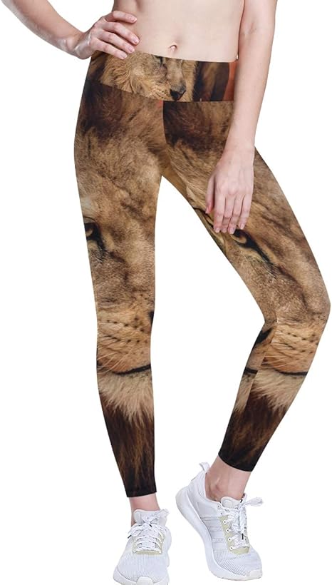 LUPINZ Yogahose mit Löwenmotiv, 4-Wege-Stretch, Bauchkontrolle, Workout