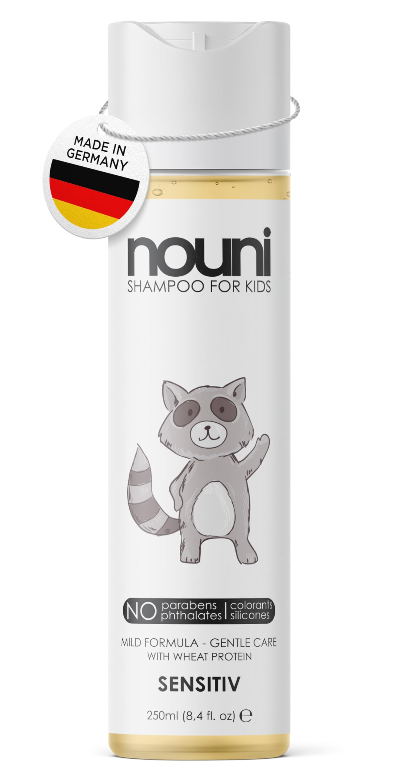 Shampoo for Kids and Toddlers | Sensitive skin | Free from parabens, silicones or colourants, made in Germany & vegan | No more tears | With wheat protein – 250ml by nouni