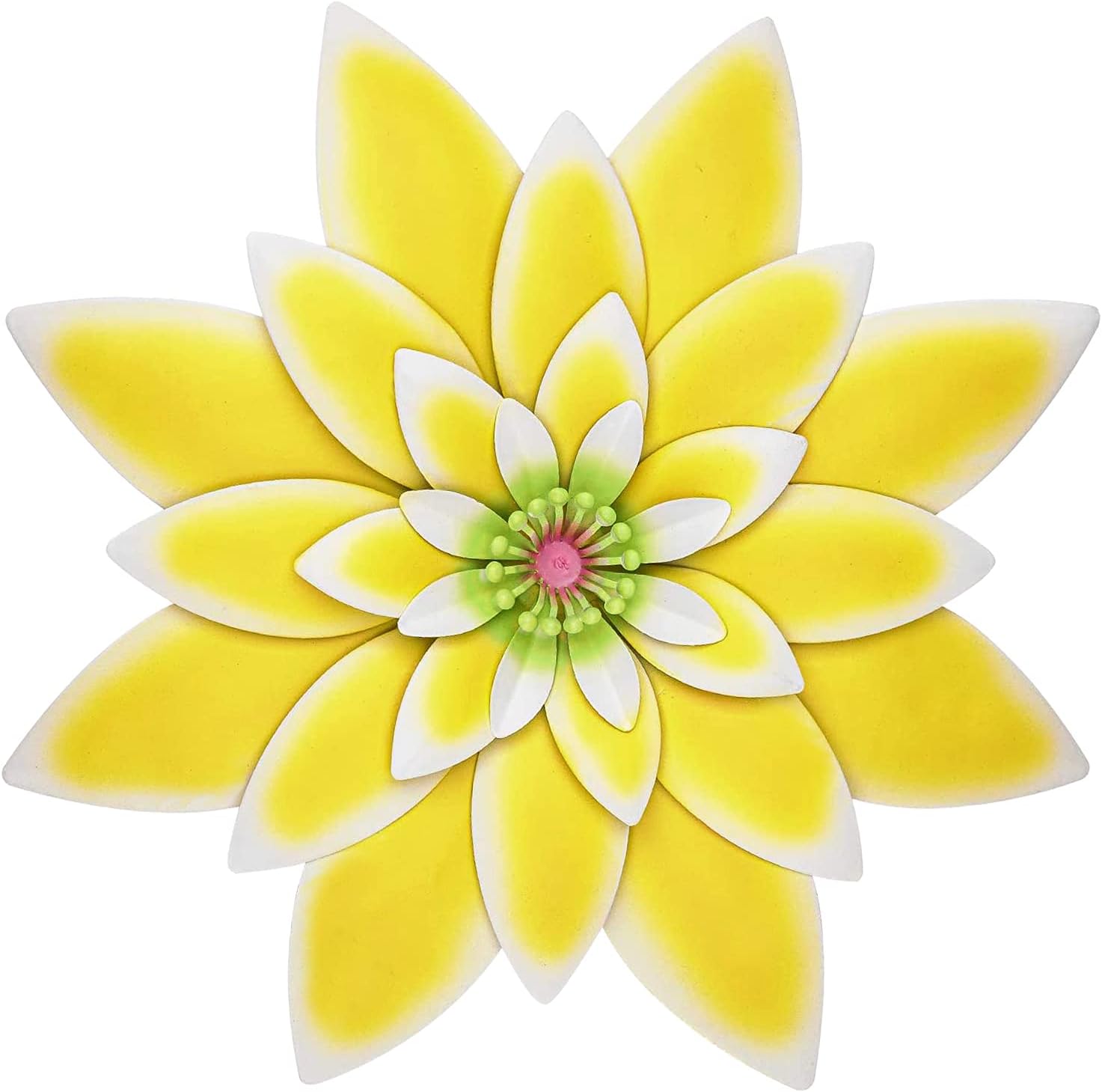 Plaques & Wall Art - aboxoo Wall Sculptures Colorful Art Metal Flower Boho Style Home Decoration for Bathroom Living Room Bedroom or Porch Patio Fence 13inch (Yellow Flower Two)