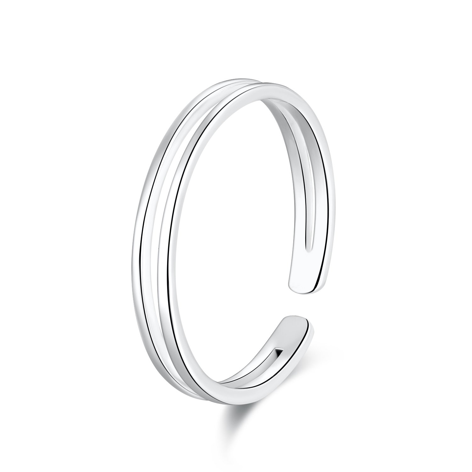 SILBERTALE Toe Rings 925 Sterling Silver for Women Thin Line Open Cuff Adjustable Small Knuckle Toe Ring