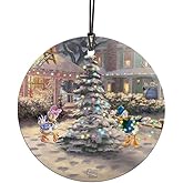 Disney – Donald and Daisy Duck – Victorian Christmas by Thomas Kinkade Studios - 3.5” Starfire Prints Hanging Glass Print Accessory | Arrives in Velveteen Gift Bag SPCIR1001