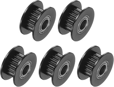 Kozelo 5Pcs 2GT Idler Pulleys 5mm Bore 18mm OD 20 Tooth 6mm Belt Aluminum Black
