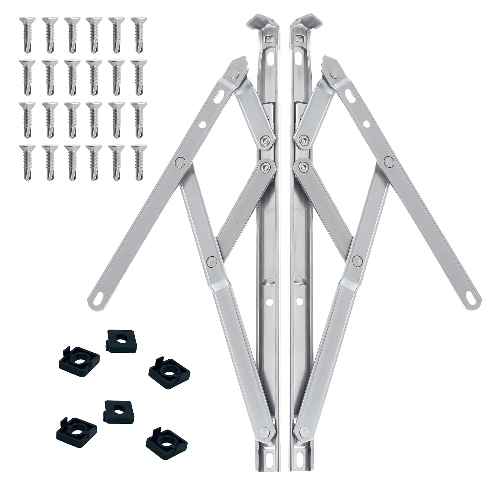 Universal Window Hinge Kit, Pair of 16 inch (405mm) Window Stays/Friction Hinges Double Glazing Friction Stay PVC 17mm Stack uPVC Window Friction Stay Hinges Top Hung/Side Hung