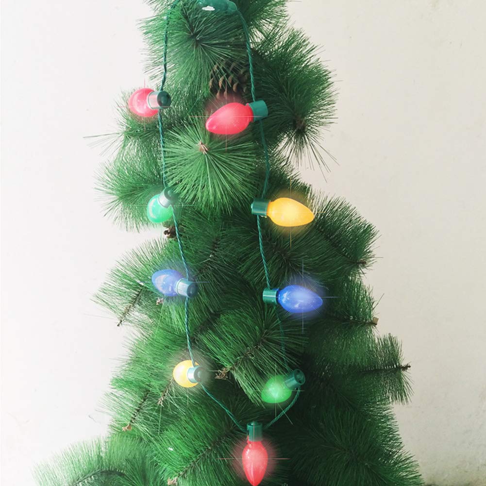 Christmas Red Santa Legs Pant Hat and LED Light-up Bulb Necklace for Ugly Sweater Christmas Xmas Holiday Party