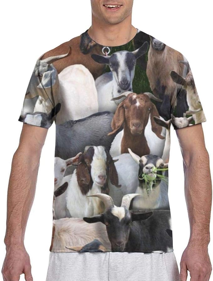 Farm Animals Goats Shirt Men's Short Sleeve T Shirts Casual Slim Fit Graphic TShirt S3XL Black