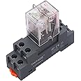 TWTADE/DC 24V Relay 10A Electromagnetic Power Coil Relay 8 Pins DPDT 2NO+2NC with Indicator Light and Socket Base -YJ2N-LY