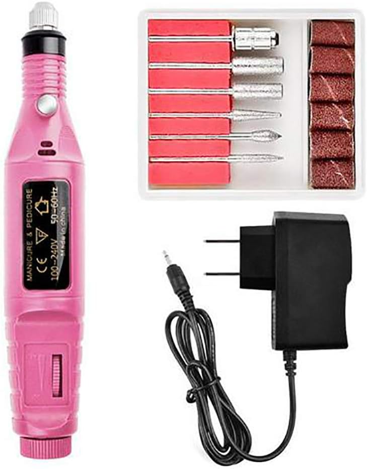 MENGXI Electric Nail Drill Pen Shape Nail Drill Set Kit Compact Portable for Acrylic Gels Callus Removal with 6 Nail Drill Bits