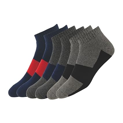 Maanja Men's Cotton Socks, Pack of 3 (Multi-Coloured)