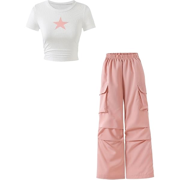 WDIRARA Girl's 2 Piece Outfits Button Front Square Neck...