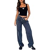 Kodaruber Women Y2k Low Rise Baggy Jeans Vintage Boyfriend Loose Fit Straight Wide Leg Jeans Casual Long Denim Pants