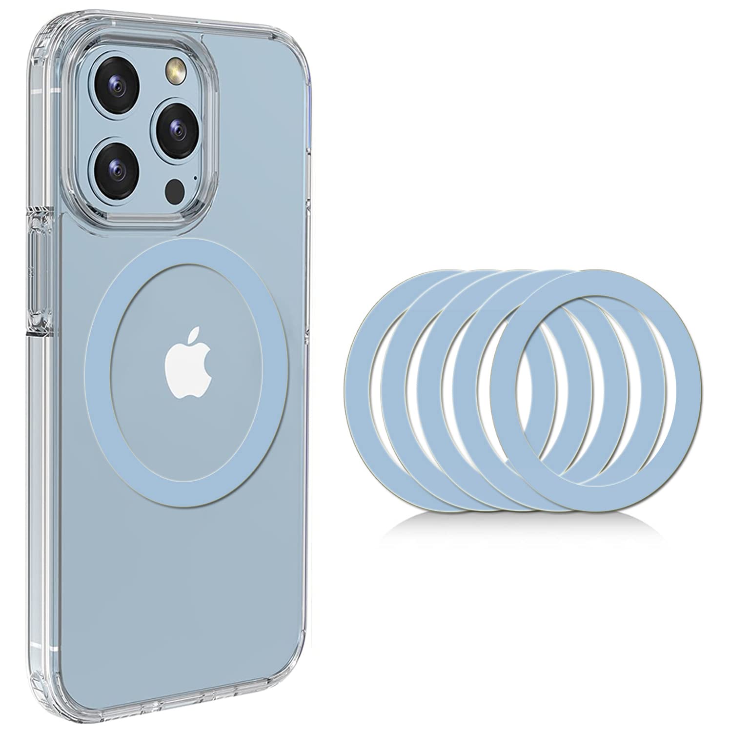 COJOC 5PCS for Universal Magnetic Adapter Ring, Magnet Sticker Compatible with Magsafe Wireless Charging Accessories for iPhone 17/Air/16/15/14 Mini Pro Max, Galaxy S25/S24 and Phone Case,Blue