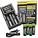 Nitecore D2 smart battery Charger with LCD display For Li-ion, IMR, LiFePO4 26650 22650 18650 17670 18490 17500 18350 16340 RCR123 14500 10440 Ni-MH And Ni-Cd AA AAA AAAA C Rechargeable Batteries with 4 x EdisonBright Ni-MH rechargeable AA batteries bundle