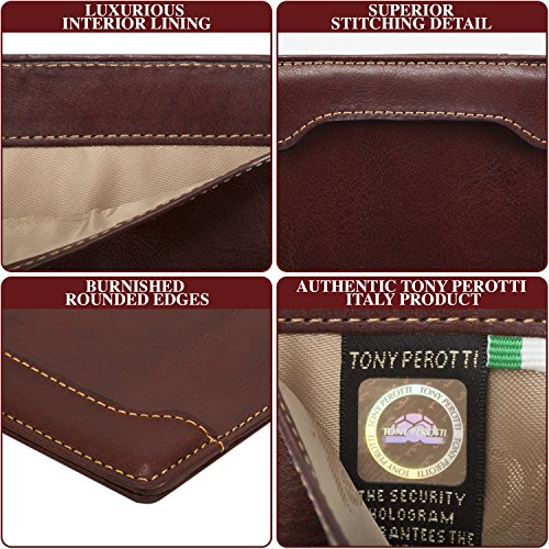 Tony Perotti Women's Italian Leather Pocket Note Memo Jotter Writing Pad Holder Case fits 5 x 3 Paper Index Cards Best for Doodle Drawing Or Scratch Drafts, Brown