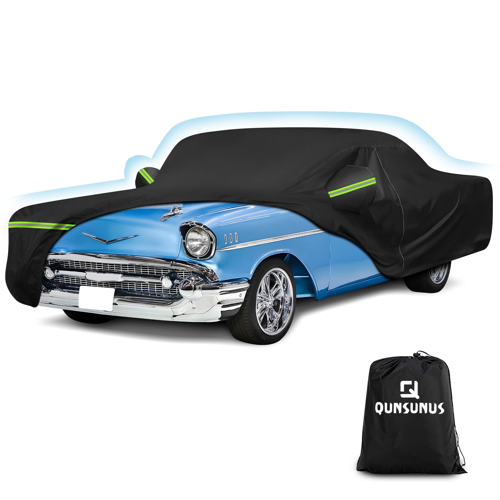 Photo 1 of QUNSUNUS Waterproof Car Cover for Chevrolet Bel Air/150/210 1950-1957 Sedan/Coupe/Hardtop, All Weather Outdoor Car Covers with Zipper, Straps and Elastic Edge