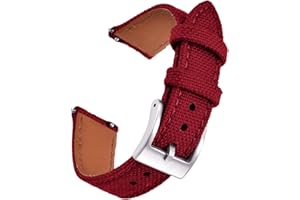 PTFULUOS Premium Soft Hybrid (Leather and Sailcloth) Watch Bands for Men Women,18mm 20mm 22mm Multiple Sizes Quick Release Replacement Watch Straps