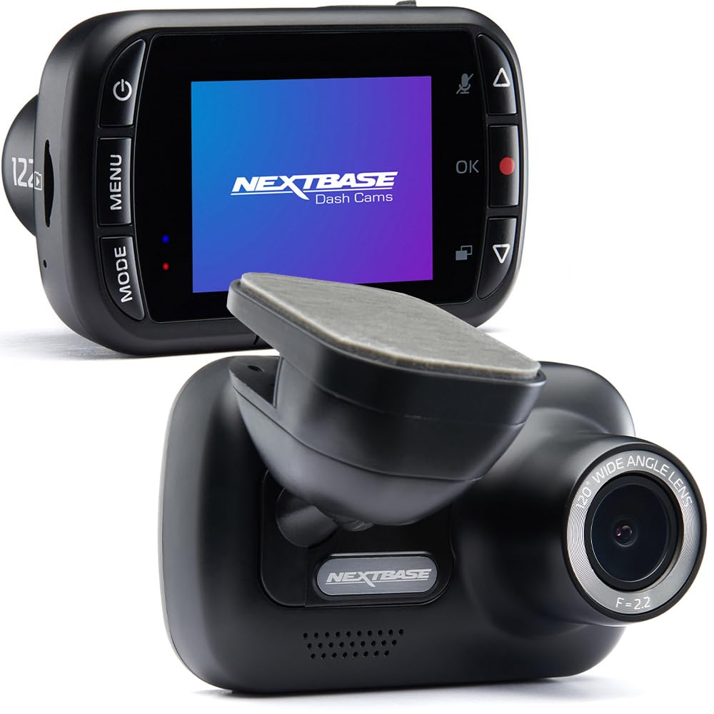 Nextbase 122HD Dash Cam Full 1080p/30fps HD Recording In Car DVR Camera- 120° 5 lane Wide Viewing Angle- Polarising Filter Compatible- Intelligent Parking Mode- G-Sensor- dashcam
