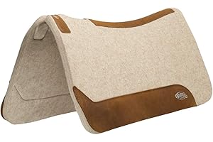 Weaver Equine 27" x 27" Pony Size Wool Blend Felt Horse Saddle Pad, Shock Absorbing Contoured Western Saddle Pad for Protecti