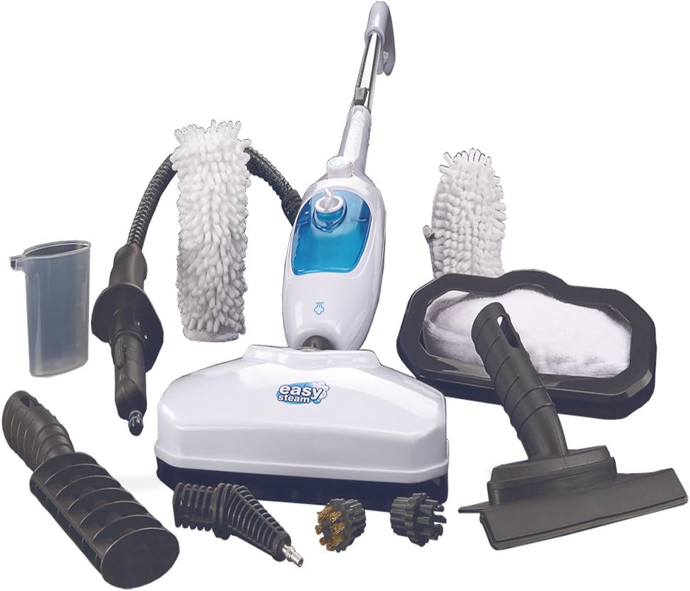 Easy Steam Easy Steam Mop System with 12 Accessories with 2 Extra Pads - 1300 Watts (White)