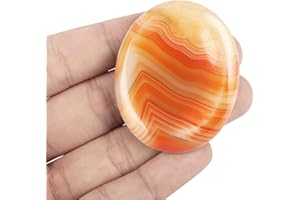 Artistone Red Carnelian Crystal Worry Stone Polished Chakra Thumb Stones Healing Crystal Pocket Palm Stone for Anxiety Stress Relief Meditation Massage Therapy Geometry Reiki Balancing 2 inch