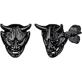 U7 Stainless Steel/Black/18K Gold Plated Personalized Gothic Skull Studs Earrings, Snake Stud Earrings, Goat Devil Earrings, Wolf Earrings Halloween Earrings for Men Women
